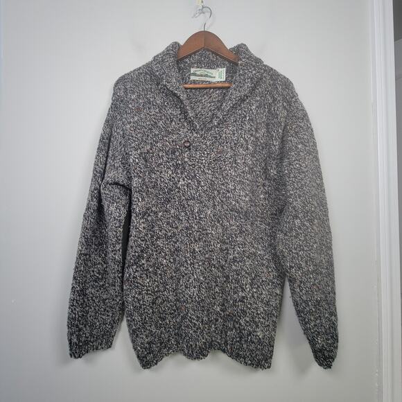 Aran Crafts Mens M Wool Shawl Neck Pullover Sweater Heathered Made in Ireland - Picture 1 of 10